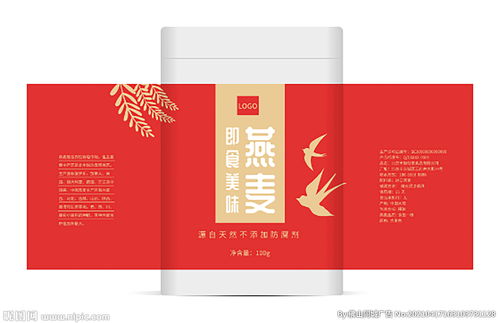 健康食品燕麥包裝瓶貼設計展開圖圖片